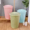 Laundry Bags Storage Basket Dirty Clothes Round Bucket With Cover Toy Plastic Sundries Furniture