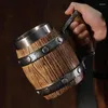 Tazze botte di birra tazza a doppio strato cocktail a doppio strato da 600 ml in acciaio inossidabile bevanda medievale bere gadget domestici