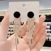 dangle earrings long tassel classic gold for women drop Wedding Jewelry Rhinestone S925 Fashion Korean