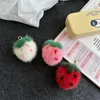 Echter Nerzfell Strawberry Keychain Pompom Ball Bag Auto Telefon Anhänger Kinder Puppenspielzeug Geschenk