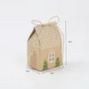 Gift Wrap Christmas Small House Kraft Paper Wedding Candy Box Birthday Party Packaging Boxes Decorations 2024