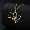 Kkjoy Ukraine National Emblem Necklace Map Symbol Necklace Gold Color Chain Pendant Charm Women Men Jewelry Gifts Wholesale New