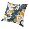 Pillow Navy und Gold Pfingstrosse Blüte nahtloses Musterabdeckungssofa Dekoration Square Wurf Hülle 45x45