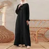 Ethnic Clothing 2024 Arrival Vintage Black Dress Women Islamic Abaya Shirt Long Sleeve Robe Musulmane Femme Hijab Arabic Wear