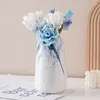 Vases Decorative Blue Splash-ink Vase For Dried Flower Home Living Decor Aesthetic Ceramic Hydroponic Bottle Crafts Indoor Art