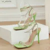 Dress Shoes Liyke 2024 New Sexy Crystal Chain Ankle Strap Sandals Women Summer Party Wedding Banquet Square Toe Rhinestone High Heels H2404036MXC