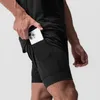 Shorts masculins 2 en 1 sports doubles jogging jogging extérieur course de basket de basket-ball pantalon de plage décontracté