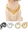 15 mm 316L roestvrij staal vergulde hondenkragen Cuban Link Chain Puppy ketting Pet Dog Accessoires Supplies235Z319S5666928