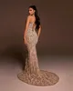 Crystal elegancka vintage Odłączona wieczór syrenka z pociągiem z koralikami Perły Formalne sukienki z balową sukienki na specjalne szatę desiree es