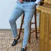Pantalon pour hommes à plaid décontracté à plaids skinny zipper taise élastique surdimensionne pantalon de streetwear vêtements pour hommes