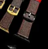 Fashion äkta läderklockband för Watch Strap 38mm 40mm 41mm 42mm 44mm 45mm Iwatch 3 4 5 SE 6 7 Series Band Designer F3376454