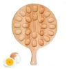Kitchen Storage Wooden Egg Tray Round Deviled Plate Creative Rack Serving Platter With Durable Handle Counter Organizer