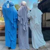 Hijabs de volta duas camadas de longa khimar mulheres muçulmanas escalas na cabeça do niqab dubai roupas islâmicas turcas Ramadã Eid Hijabi 240327