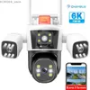 Inne kamery CCTV 6K 12MP kamera Wi -Fi Outdoor Trzy obiektyw Trzy ekran PTZ Wodoodporne nadzór wideo CCTV Y240403