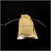 Mücevher torbaları, çantalar 7x9 9x12 10x15cm 13x18cm ayarlanabilir kumaş torba paketleme altın sier renk dstring dable düğün hediye torbaları topçuklar dh2ot
