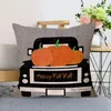 Pillow Hidden Zipper Pillowcase Fall Decor Pumpkin Sunflower Wreath Thanksgiving Cover For Sofa