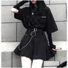 Dwuczęściowa sukienka Korea Zzang Three Set Dark Mini Women Spódnicze mundury szkolne A-line wysokiej talii Harajuka Gothic Suits Sets 210608 Drop D Dhwlp