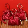 Emballage cadeau Sac de bonbons de mariage rouge pour les invités tissus de cordon de cordon chinois FAVOR