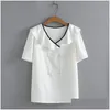 여성 플러스 사이즈 티셔츠 새로운 2022 여성 여름 상판 여성 대형 블라우스 짧은 소매 느슨한 귀여운 흰색 치프 셔츠 4xl 5xl 6xl h754 dhhf8