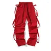 Men's Pants Spring Autumn Elastic High Waisted Solid Patchwork Pockets Zipper Work Clothes Casual Sports Trousers Fashion