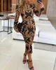 Designer Women's Two Piece Pants New Women's Spring Summer New Long sleeved Printed Long Dress