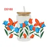 Vensterstickers mooie bloem vlinder UV dtf cups wrap sticker diy labeloverdracht waterdichte print D5159