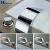 Bathroom Sink Faucets Bathtub Faucet 3 PCS LED Basin Waterfall Water Flow Lavatory Tap Chrome Finished Mixer