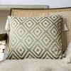 Pillow 2pcs Tassel Border Ripple Pattern Jacquard Pillowcase Checkered Cotton Linen Pillowslip Living Room Sofa Cover