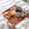 Flatware Sets Wooden Serving Tray Rectangle Tea Dessert Coffee Storage Dish For El Home Kitchen Dresser