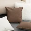 Pillow Solid Cover Cream Brown Beige Plain 45x45cm Faux Leather Couch Sofa Chair Bed Living Room Home Decoration