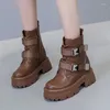 Buty Fujin 9cm Naturalne krowy oryginalna skórzana skórzana kostka