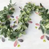 Decorative Flowers 180CM Artificial Eucalyptus Vine Butterfly Fake Green Leaves Rattan For Home Wall Garden Decoration