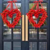 フロントドアのための装飾花ハートリース人工チューリップリース14.56インチバレンタインデー装飾パーティーはガーランドを好むパーティー