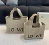 Designer Bag Stråpåse Luxury Bag Woody Beach Bag Designer Bag Handväska Tote Bag Kvinnor Fashion Högkvalitativ axelväska stor kapacitet shoppingväska två grå väska