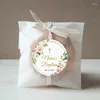 Feestdecoratie gepersonaliseerde doopvoorkeurstickers blush roze bloemen bedankt 1,5-3 inin ronde/vierkante labels voor verjaardagsdouche