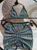 Kadın Mayo Kadın Mayo Renkli Akçaağaç Yaprağı Örme Bikini Mayo Üç Parça Set Split Stil Mayo Bikini Boyutu S-XL J240403