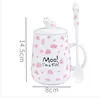 Tasses 500 ml de grande capacité tasse vache mignonne tasse de petit-déjeuner mignon avec cadeau créatif en céramique cuillère de cuillère