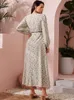 Vêtements ethniques Muslim Abaya Lace Print Fashion Fashion Femmes Long Maxi Robe Turquie Kaftan 2024 Spring Isalmic Party Evening Robe Dubai Caftan