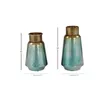 Vases 13"H Teal Metal Vase With Gold Top Flower Bottle 15" Luxury Living Room Decoration Home Set Of 2 Freight Free Flowerpots