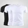 T-shirts pour hommes Tops Tees Mens T-shirt pure couleur v / o col court à manches courtes 3 pcs t-shirts t-shirts noirs