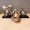 Kandelhouders "Three Don'ts" Boeddha -beeld decoratiehouder niet zien luisteren praten over Zen Maitreya Crafts Home Decor
