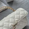 23K vrouwen merk Caviar lederen kalfsleer witte ijdelheid handbakken zakken gouden ketting crossbody portemonnee 19x10 cm grote capaciteit zakje