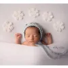 Fotografie Neugeborene Fotografie Zubehör Weihnachts handgefertigt Perlen Schneeflocken Hut Wrap Set Baby -Mädchen -Foto -Requisiten Hintergrund Korbdecke