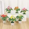 Dekorative Blumen künstlicher Anthurium Bonsai Topf Blumenpflanze gefälschte Home Office Gartendekoration