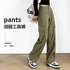 Spring and Autumn Season Short Athletic Pants Retro Workwear Womens Spicy Girls High Waist Wide Leg 240319