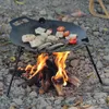 Icke-stick grillplattafäste koreanska runda non-stick grill pottrack bärbar justerbar metall med kedja för utomhuscamping