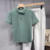 2024 Sommer Festkolon-Polo-Hemd Männer mit Perlen Baumwolle kurzärmeligte Revers T-Shirt Männer lässig hübsche Top Tide