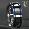 Bands 8mm Herren Tungsten Carbid Ring Doppelblau Streifen Hochzeitsband Ring Komfort Fit Free Versand