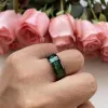 Bande 6/8mm Tungsten Black Rings for Men Wedding Bands Weddings Green Opal Gear Inlay Fit