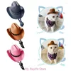 犬のアパレルブリティッシュペット帽子スターカウボーイ用品調整可能なコスチュームトップヘッドウェア犬の猫のための太陽